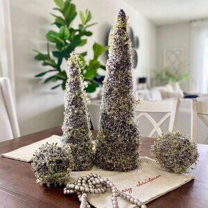 Set/2 Frosted Twig Spheres Bowl Filler